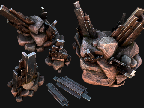 Silver Ore Mineral Stones and Rocks 3D Model