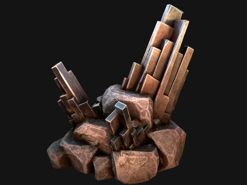 Silver Ore Mineral Stones and Rocks 3D Model