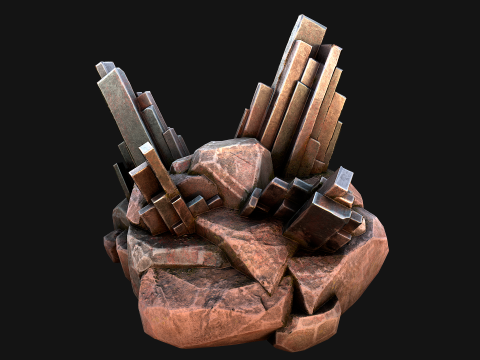 Silver Ore Mineral Stones and Rocks 3D Model