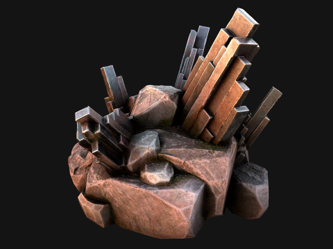 Silver Ore Mineral Stones and Rocks 3D Model