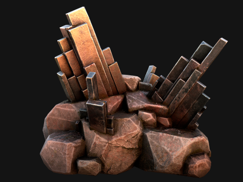 Silver Ore Mineral Stones and Rocks 3D Model