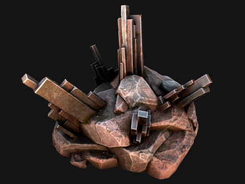 Silver Ore Mineral Stones and Rocks 3D Model