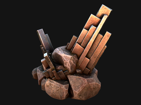 Silver Ore Mineral Stones and Rocks 3D Model
