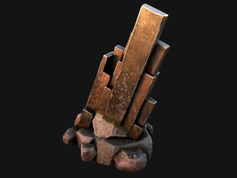 Silver Ore Mineral Stones and Rocks 3D Model