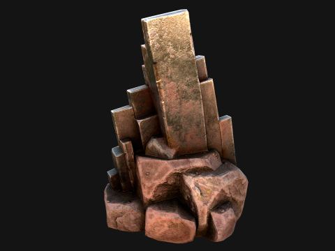 Silver Ore Mineral Stones and Rocks 3D Model