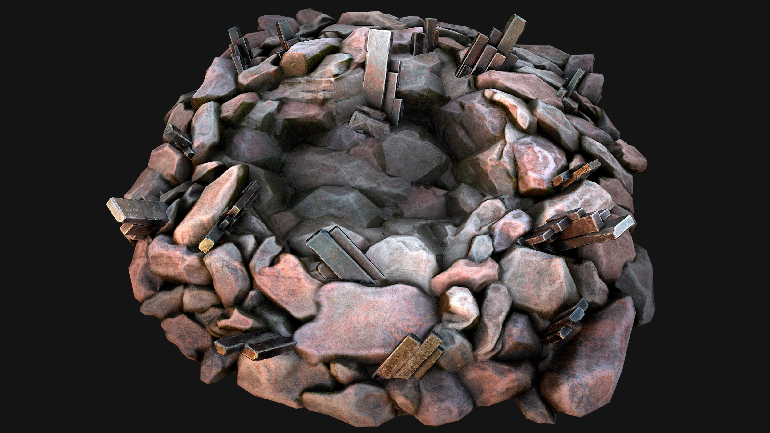 Silver Ore Metal Deposits for Mine 3D Model .c4d .max .obj .3ds .fbx .stl .blend 