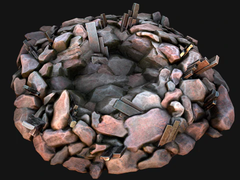 Silver Ore Metal Deposits for Mine 3D Model