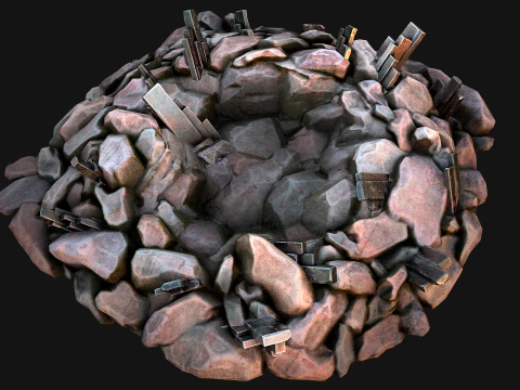 Silver Ore Metal Deposits for Mine 3D Model