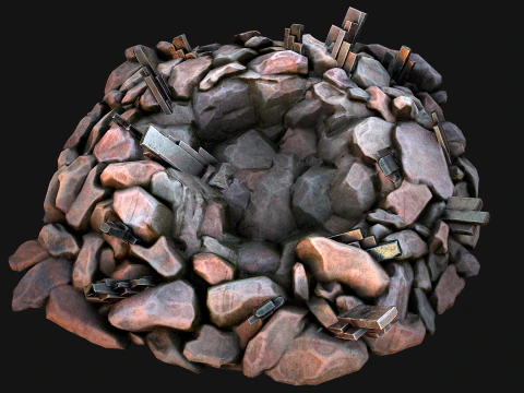 Silver Ore Metal Deposits for Mine 3D Model