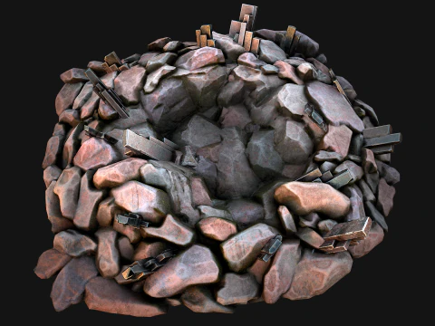 Silver Ore Metal Deposits for Mine 3D Model