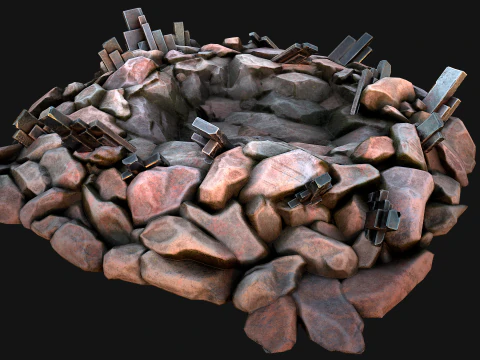 Silver Ore Metal Deposits for Mine 3D Model