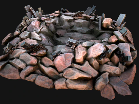 Silver Ore Metal Deposits for Mine 3D Model