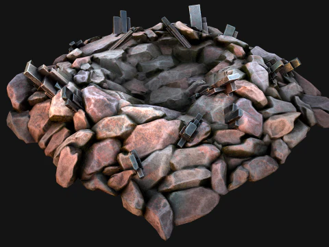 Silver Ore Metal Deposits for Mine 3D Model