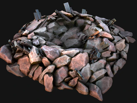 Silver Ore Metal Deposits for Mine 3D Model