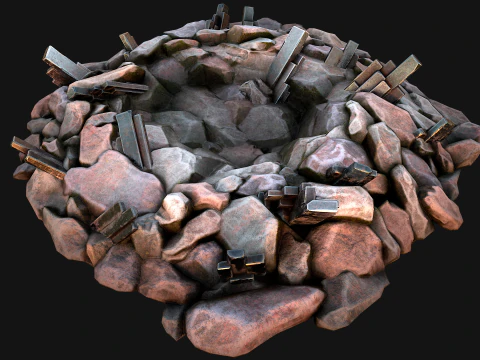 Silver Ore Metal Deposits for Mine 3D Model