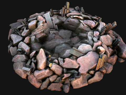 Silver Ore Metal Deposits for Mine 3D Model