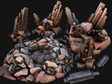 Silver Ore Minerals Mine Resource Pack 3Dモデル