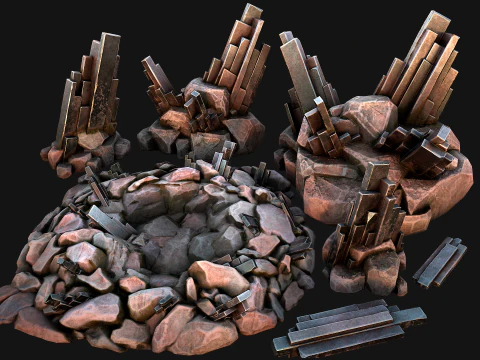 Pacchetto risorse miniera di minerali d'argento Modello 3D