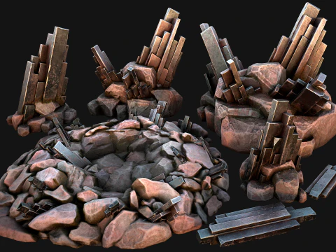 Silver Ore Minerals Mine Resource Pack 3D Model
