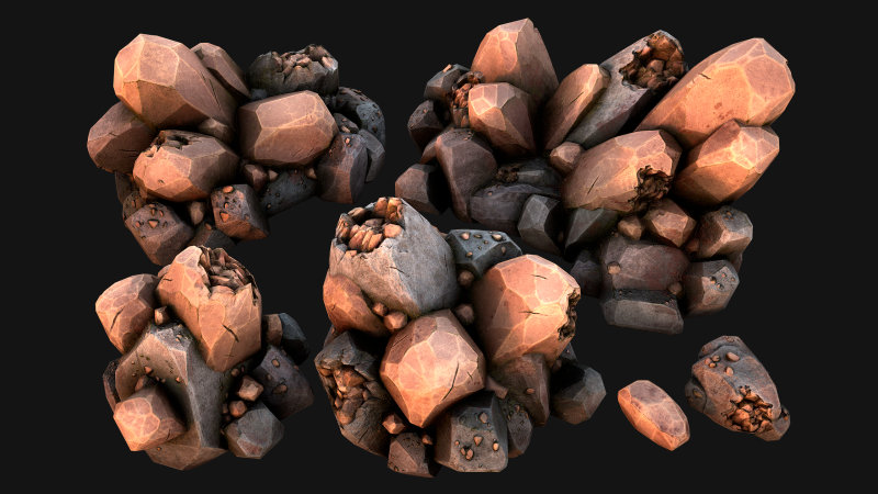 Copper Ore Metal Deposits for Mine 3Dモデル .c4d .max .obj .3ds .fbx .stl .blend