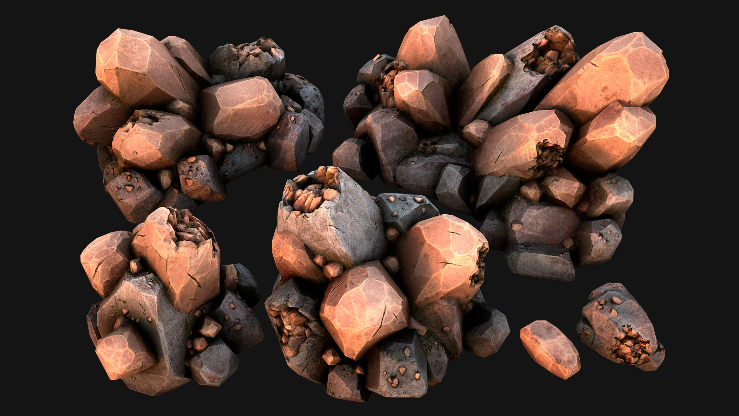 Copper Ore Metal Deposits for Mine 3D Model .c4d .max .obj .3ds .fbx .stl .blend 