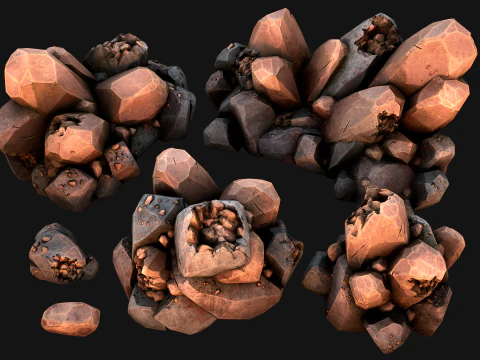 Copper Ore Metal Deposits for Mine 3D Model