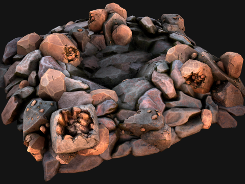 Copper Ore Deposits Rocks in the cave Model 3D