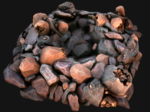 Copper Ore Deposits Rocks in the cave 3D-Modell