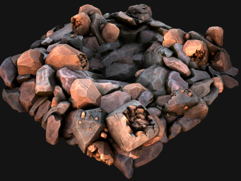 Copper Ore Deposits Rocks in the cave 3D-Modell