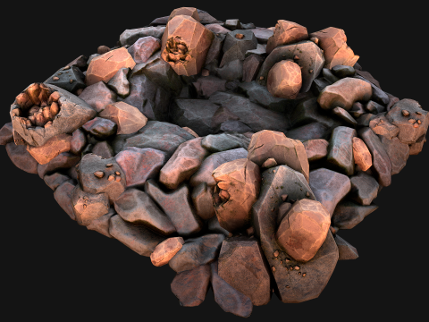Copper Ore Deposits Rocks in the cave 3D-Modell