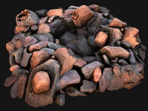 Copper Ore Deposits Rocks in the cave 3D-Modell