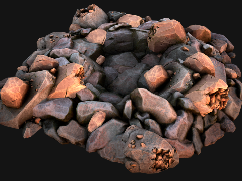 Copper Ore Deposits Rocks in the cave 3D-Modell
