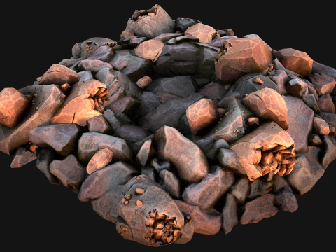 Copper Ore Deposits Rocks in the cave 3D-Modell