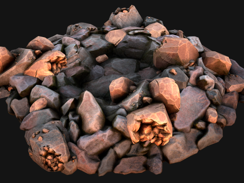 Copper Ore Deposits Rocks in the cave 3D-Modell