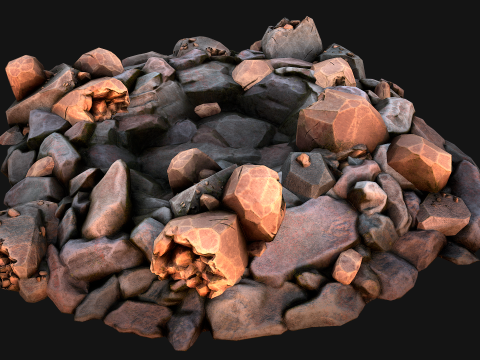 Copper Ore Deposits Rocks in the cave 3D-Modell