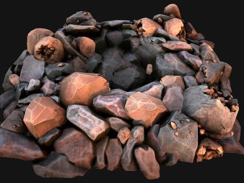 Copper Ore Deposits Rocks in the cave 3D-Modell