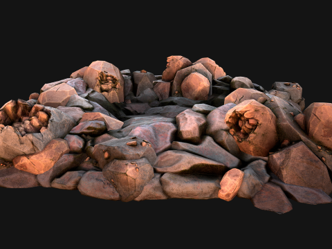 Copper Ore Deposits Rocks in the cave 3D-Modell