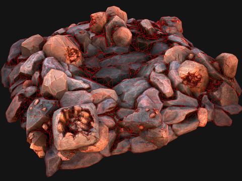 Copper Ore Deposits Rocks in the cave 3D-Modell