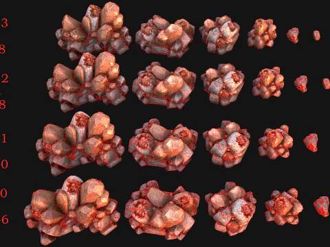 Copper Deposits Ore and Stones Resource Set 3D Model