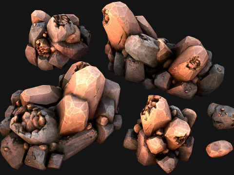 Copper Deposits Ore and Stones Resource Set 3D Model