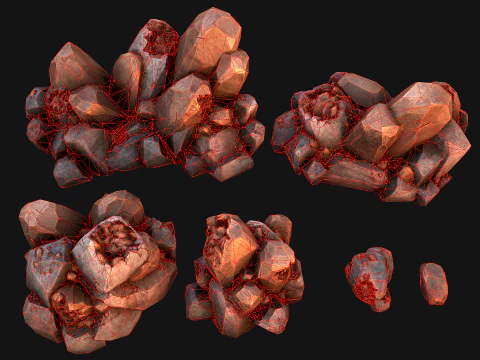 Copper Deposits Ore and Stones Resource Set 3D Model