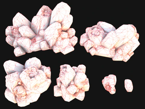 Copper Deposits Ore and Stones Resource Set 3D Model