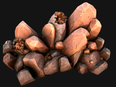 Copper Deposits Ore and Stones Resource Set 3D Model