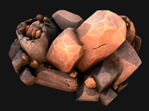 Copper Deposits Ore and Stones Resource Set 3D Model