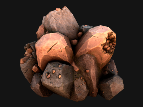 Copper Deposits Ore and Stones Resource Set Model 3D