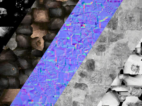 Copper Deposits Ore and Stones Resource Set 3D Model