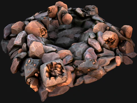 Copper Deposits Ore and Stones Resource Set 3D Model