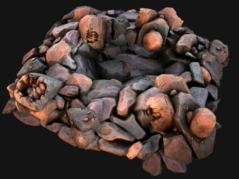 Copper Deposits Ore and Stones Resource Set Model 3D