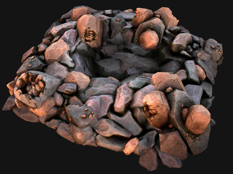 Copper Deposits Ore and Stones Resource Set 3D Model