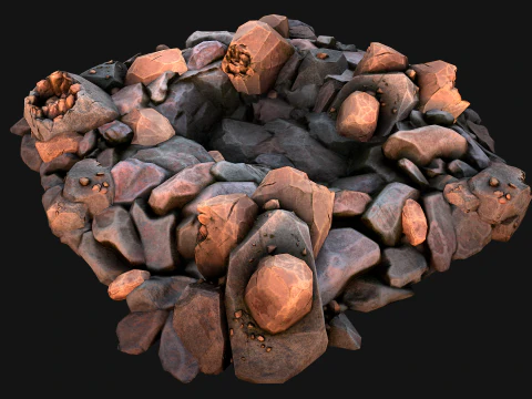 Copper Deposits Ore and Stones Resource Set 3D Model